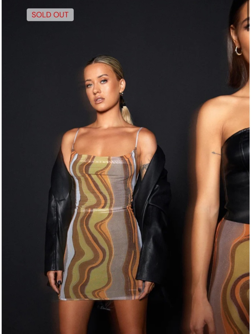 Motel Rocks Brown and Rust Mesh Panel Dress - Picture 3 of 7